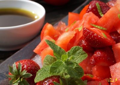 Salat Wassermelone Erdbeere Tomate Minze